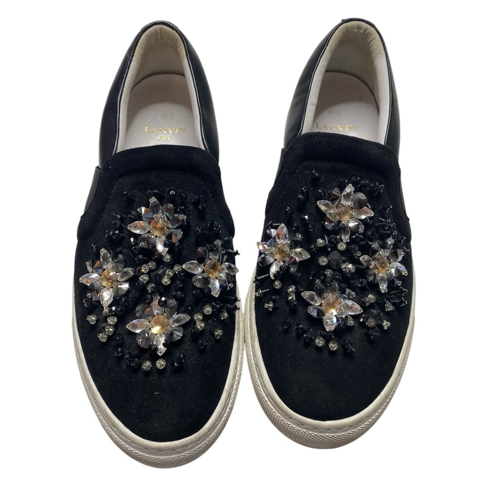Lanvin Black Embellished Women's Slip-On Shoes